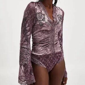 NWOT Free People Night Owl Bodysuit